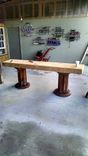 Double Concrete Pedestal, & Laminated Pine Butcher Block Top Sofa Table 1 small