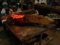 Miller Beer Neon Swamp Art On Cypress Pecky Drift Wood 4 small