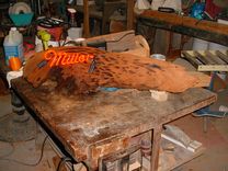 Miller Beer Neon Swamp Art On Cypress Pecky Drift Wood 1 small