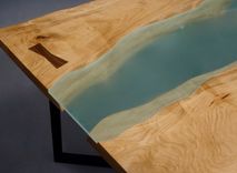 Natural Edge / Glass Slab Dining Table 6 small