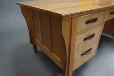 Cherry-Mission Style Executive Desk 5 small