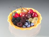 Realistic Lead Crystal Pastry Shell with Hand Blown Glass Berries 6 small