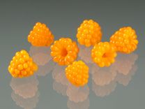 One Realistic Glass Salmonberry Sculpture, Hand Blown and Life-Sized 2 small