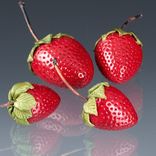 One Realistic Glass Strawberry Sculpture, Hand Blown and Life-Sized 1 small