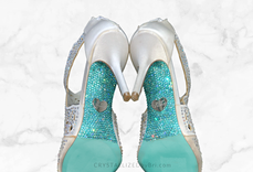 Crystallized High Heel Soles Shoes Women Bling Wedding Something Blue Genuine European Crystals 3 small