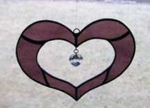 Stained Glass Heart Sun Catcher With Swarovsky Crystal- Purple 1 small