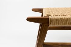 Walnut Or Maple Bench With Danish Paper Cord Seat 4 small