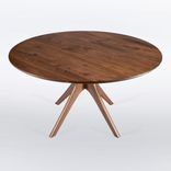 Round Walnut Table, Mid Century Modern Dining Table, Solid Walnut Wood, 5 small