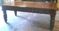 Custom Built Desk In Walnut With Hand Wax Finish - Made For Mustang Drilling Office - Dallas, Texas 1 small