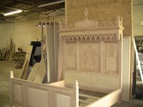 Custom Built King Bed In Walnut With Siderails.  All Hand Done Carving. 2 small