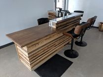 Reclaimed Wood Slat Reception Desk 4 small