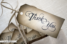 Thank You Favor Tags - Rustic Wedding Gift Tags - Hand Inked Vintage Tags With Raffia 1 small