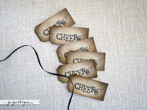 Cheers Tags - Rustic Champagne And Wine Tags - Eco Friendly Wedding Favor Tags With Raffia 2 small
