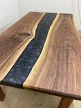 Single River Epoxy Dining Table With Wooden Legs 30" X 60" 5 small