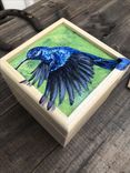 Handpainted Vivid Blue Hummingbird Small Box 1 small