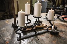 Hand Forged Iron Candlesticks 4 small