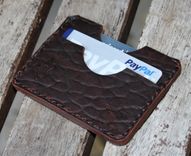 Handmade Leather Parvus Wallet Bison Ol'red Folklore W/ Money Band 1 small