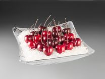 One Realistic Glass Bing Cherry Sculpture, Hand Blown and Life-Sized 4 small