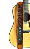 Personalized Western Rose Leather Guitar Strap 1 small