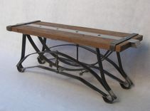 Lunar 1 Bench; Wood & Wrought Iron Urban Industrial Bench 1 small