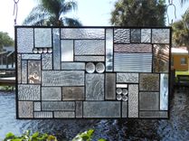 Traditional Geometric Patchwork Quilt Stained Glass Transom, Peach, Cinnamon, Champagne Textures 7 small