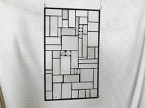 Patchwork Quilt Stained Glass Window Panel Crazy Quilt In Crystal Clear 10 small
