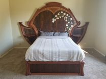 Award Winning  Art Nouveau Marquetry Bed 1 small