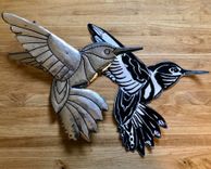 Hummingbird Spirit - Aluminum Metal Bird Tribal Wall Sculpture 4 small