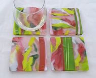 Fused Glass Coasters, Wine Bottle Coaster And Bottle Stopper - Alpha Kappa Alpha 3 small