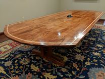 Solid Cherry Trestle Style Comference Table With Maple Inlay 2 small