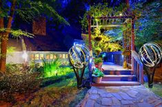 Wine Barrel Yard Sculpture Or Yard Art With Lights 2 small
