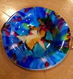 Hand Raked Fused Glass Baptismal Font - Blessings 4 small