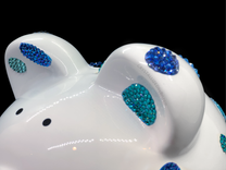 Blue Polka Dot Crystallized Piggy Bank Boys Newborn Bling European Crystals 2 small