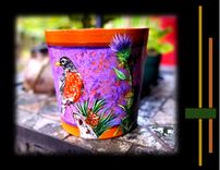 Painted Flower Pot, Bird, Custom, Hand Painted, Flower Pot, Pottery, Eight Anniversary, 8th, 1 small