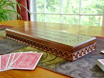 Carved Cribbage Board In Walnut Or Cherry Wood 6 small