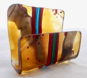 Fused Glass Business Card Holder - Topaz 3 small