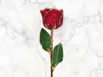 Red Crystallized 24k Gold Dipped Rose Genuine Crystals Real Preserved Bling Luxury Gifts Bedazzled 1 small