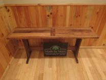 Wormy Chestnut Sofa Table With Walnut Base 4 small