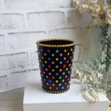 Colorful Polka Dot Hobnail Vase Hand Painted Whimsy Decor Circus Clown Vase 3 small