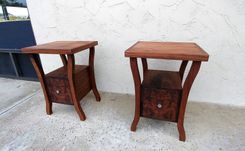 Solid Walnut And Walnut Burl Veneer Nightstands 4 small