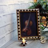 Hand Painted Checks Vintage Checked Picture Frame With Checked Tea Light Candle 2 small