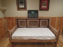 Native American Inspired Daybed Woven With Natural And Stained Wormy Chestnut 5 small