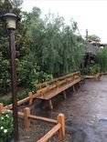 Rustic Barnwood Bench With Back Rest - 20' Long 2 small