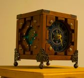 Customized Lighted Wood Steampunk Box Portal Cube Clock 3 small