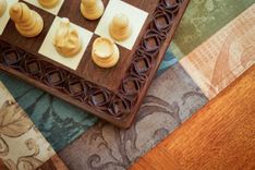Walnut And Maple Checkers/Chess Board With Carved Border 3 small