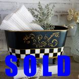Vintage Check Towel Caddy Holder Black And White Check Towel Basket 1 small