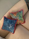 Designer Quilted Pillows With Pom-Poms 4 small
