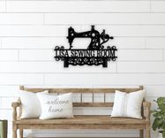 Sewing Machine Seamstress Gift Metal Wall Sign - Quilter Craft Room Decor 2 small