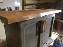 Live Edge Maple Slab With Distressed Chalk Paint Cabinet Handmade Maple Pulls 1 small