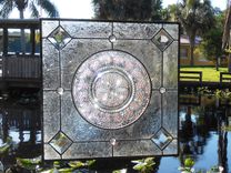 Stained Glass Window Valance, Vintage Federal Heritage Depression Glass, Antique Plate Panel 4 small